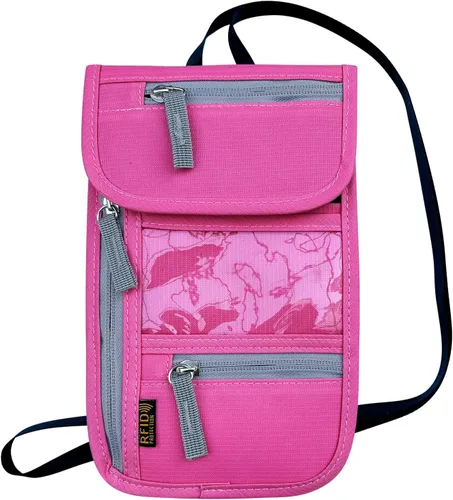 Miniatura 7 de Cartera de viaje para el cuello, con bloqueo RFID, soporte para pasaporte con correa ajustable para el cuello para hombres y mujeres para mantener