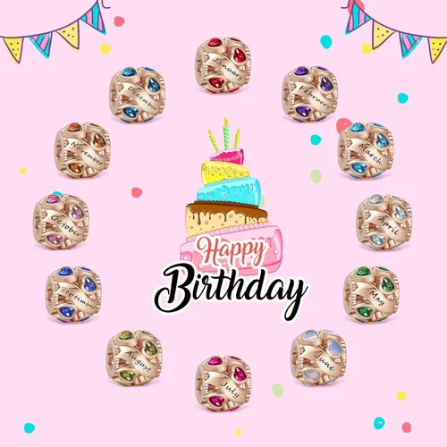 Miniatura 17 de Abalorio de plata de ley 925 con piedra natal de Ningan, abalorio de corazón para pulseras y collares, regalo de cumpleaños para mujeres y niñas