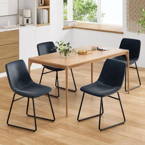 Miniatura 9 de Soohow Juego de 4 sillas de comedor modernas de mediados de siglo, sillas de cocina tapizadas de piel sintética con patas de metal, cómodas sillas