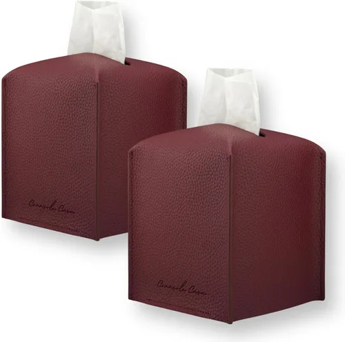 Miniatura 22 de Soporte para caja de pañuelos de piel sintética de alta calidad, elegante funda de caja de pañuelos estilo hotel para decoración del hogar, oficina