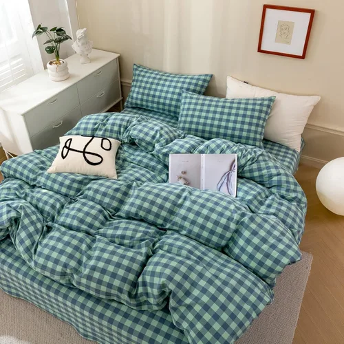 Miniatura 30 de mixinni Juego de funda de edredón vintage a rayas, tamaño twin, juego de ropa de cama de 3 piezas, 100% algodón lavado, suave y transpirable, funda