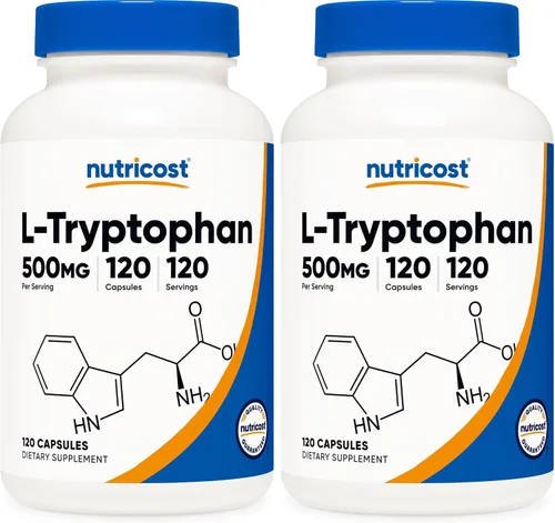 Miniatura 10 de Nutricost L-triptófano 500 mg, 120 cápsulas (2 botellas)