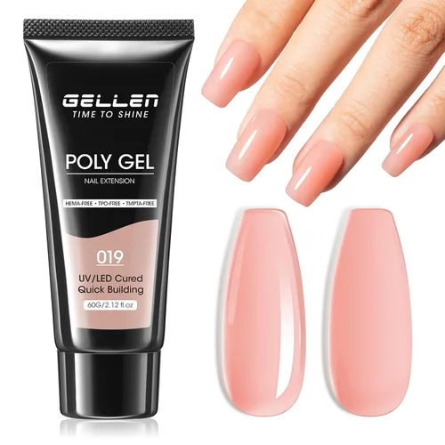 Miniatura 12 de GELLEN Natural Nude - Gel constructor de extensión de uñas de poligel, sin hema, TPO y TMPTA, 2.16 onzas 017 para engrosamiento de uñas de larga