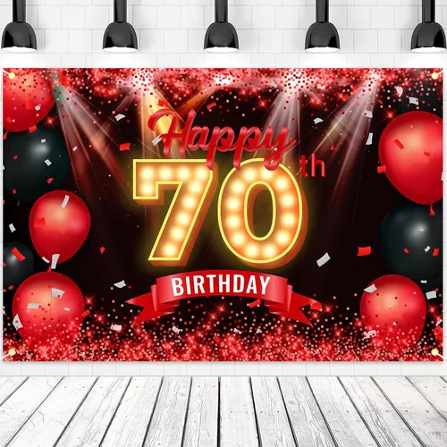 Miniatura 11 de Cartel de feliz cumpleaños 10 años, fondo rojo y negro, decoraciones de cumpleaños para niñas y niños de 10 años, artículos de fotografía