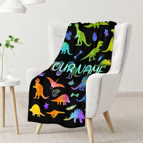 Miniatura 2 de Manta Personalizada para Niños Varones - 40x30 Pulgadas Regalos de Cosas de Dinosaurios Pequeños para Niños, Niños de 4-6 Años, Mantas Temáticas