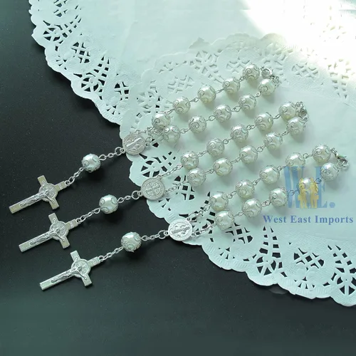 Miniatura 6 de Rosario de la década de perlas de imitación - Bautizo/Bautizo/Primera Comunión/Boda/Recuerdos de membrillo de imitación - Bautizo/Quinceañera