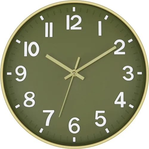 Miniatura 13 de Foxtop Reloj de pared negro de 12 pulgadas, silencioso, sin tictac, de cuarzo, funciona con pilas, reloj redondo fácil de leer para oficina, aula