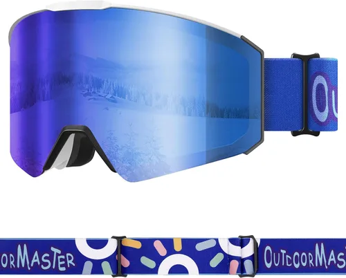Miniatura 9 de OutdoorMaster Falcon - Gafas de esquí con lente intercambiable magnética, anti niebla, protección UV, OTG, gafas de snowboard para jóvenes