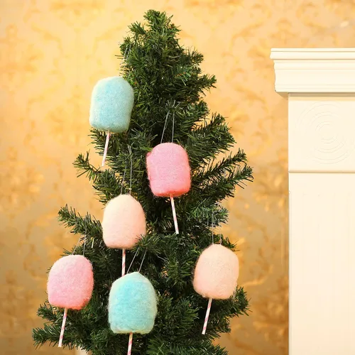Miniatura 6 de Paleta de lana de fieltro, adornos colgantes para árbol de Navidad, hechos a mano, paleta de lana de fieltro rosa, blanco, azul, adornos de Navidad