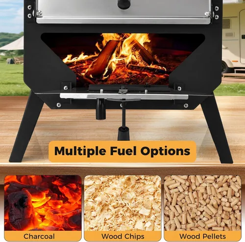 Miniatura 5 de Happygrill Horno de Pizza para Exteriores, Estufa de Pizza Portátil de 12" de leña con Piedra para Pizza, Pala para Pizza y Funda de Tela Oxford
