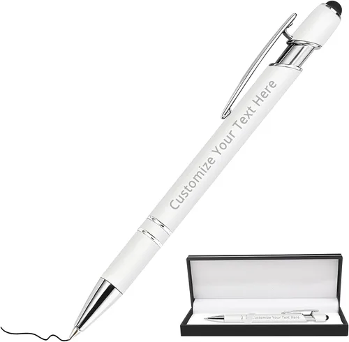 Miniatura 83 de Aolun 108 bolígrafos personalizados al por mayor con stylus grabado, bolígrafos personalizados, metal suave al tacto, grabado de nombre, logotipo