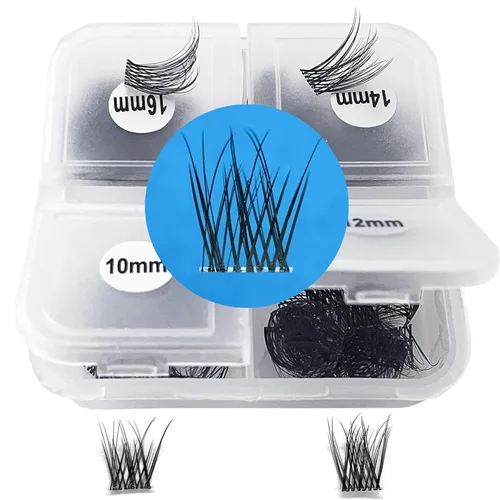 Miniatura 11 de Extensiones de pestañas naturales en racimo de pestañas finas de 0.315 a 0.472 pulgadas, racimos de pestañas cortas de aspecto natural, extensiones