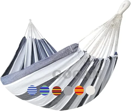 Miniatura 23 de GOCAN - Hamaca doble brasileña para 2 personas, 129.9 x 59 pulgadas, carga de 500 libras, lona de algodón, hamaca para patio, porche, jardín, patio