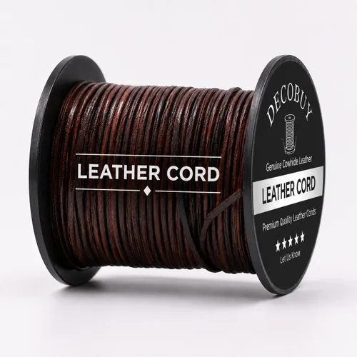 Miniatura 12 de Cordón de cuero redondo de 1 mm, cuerda de 27 yardas para hacer joyas, pulseras, collares, trenzado Kumihimo, envolturas, manualidades, pasatiempos