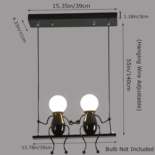 Miniatura 2 de Iluminación colgante LED creativa, moderna, doble para personas pequeñas, lámpara colgante de techo, luces colgantes ajustables para dormitorio
