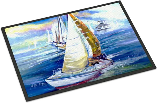 Miniatura 217 de Caroline's Treasures JMK1017JMAT - Tapete de caza de rana garza azul, 24 x 36 pulgadas, tapete para puerta delantera, interior y exterior