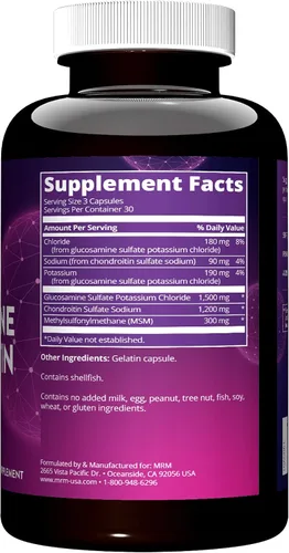 Miniatura 3 de MRM - Glucosamina Condroitina MSM 90 Cápsulas Joint Support Supplement with Glucosamine Sulfate, Chondroitin Sulfate & MSM for Cartilage &