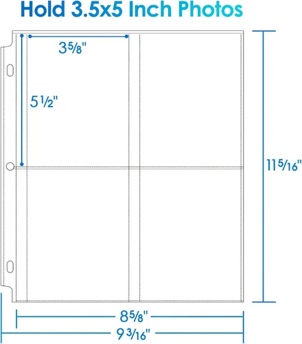 Miniatura 7 de MaxGear Paquete de 60 fundas para fotos de 3.5x5 para carpeta de 3 anillos (480 fotos), protectores de páginas de archivo resistentes, páginas