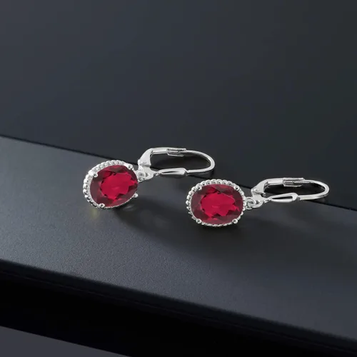 Miniatura 161 de Gem Stone King Aretes colgantes de gota para mujer, plata de ley 925, piedra natal ovalada de 0.354 x 0.276 in, joyería fina, regalos para ella