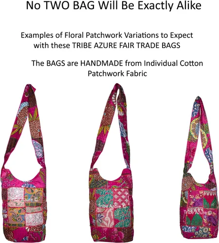 Miniatura 3 de Tribe Azure - Bolso bandolera de lona para mujer, estilo hobo, floral, para verano, bohemio