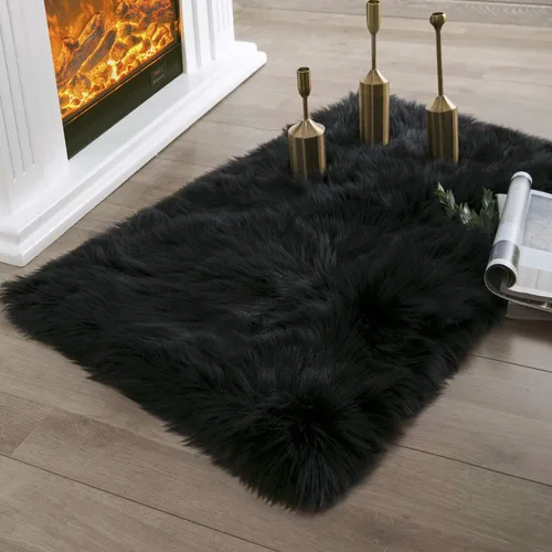 Miniatura 137 de Ashler Home Deco - Tapete de pelo sintético de oveja, mullido, suave, de 2 x 3 pies, lavable a máquina, dormitorio, habitación de los niños, sala
