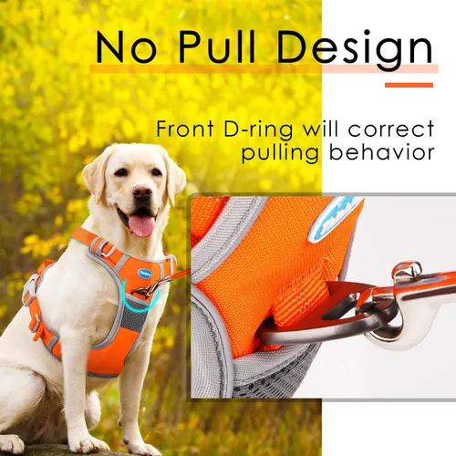 Miniatura 2 de ThinkPet Arnés deportivo transpirable, antitirones para perro, con asa, arnés reflectante y ajustable para perros medianos o grandes, clip trasero