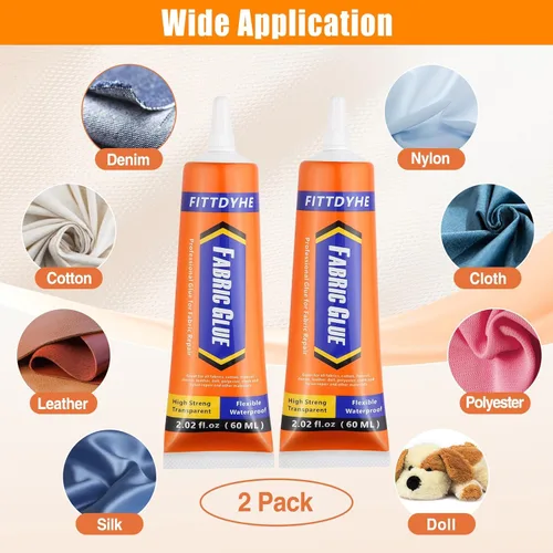 Miniatura 2 de 2 Pack de Pegamento para Tela Permanente, 60ML/2.02oz Pegamento Claro Lavable para Ropa, Adhesivo Súper para Tela para Strass, Parches, Ropa, Denim