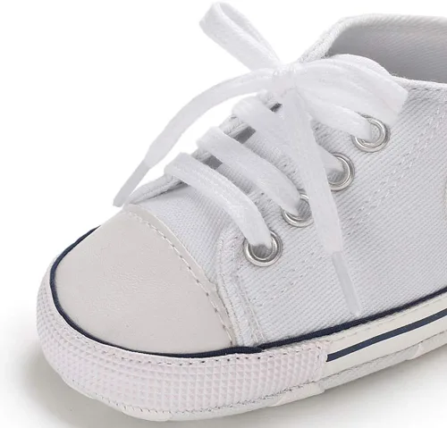 Miniatura 5 de Zapatos deportivos de lona para bebés y niñas con diseño de estrellas, suela antideslizante suave para recién nacidos, primeros caminantes