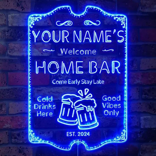 Miniatura 36 de ADVPRO Letrero de neón LED de doble color personalizado con tu nombre para bar casero de cerveza, año de establecimiento, blanco y morado, 16 x 12
