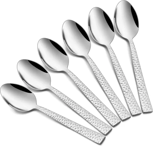 HaWare 12 cucharaditas martilladas, cucharas pequeñas de acero inoxidable 6.7, diseño clásico elegante, pulido con espejo, apto para lavavajillas