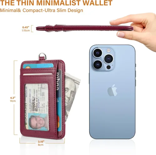 Miniatura 4 de Lavemi Slim RFID Blocking Card Holder Minimalist Leather Front Pocket Wallet for Women