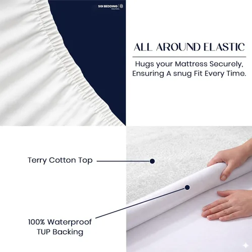 Miniatura 4 de SGI Bedding Protector de colchón impermeable tamaño individual de 39 x 75 pulgadas, bolsillo profundo de 15 pulgadas, suave, silencioso