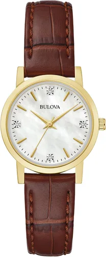 Miniatura 9 de Bulova Reloj clásico de cuarzo para mujer, acero inoxidable con diamante