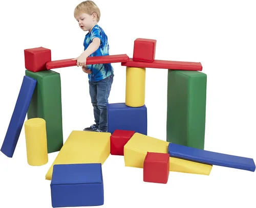 Miniatura 9 de ECR4Kids SoftZone Bloques de construcción blandos, formas de espuma, surtido, 16 piezas