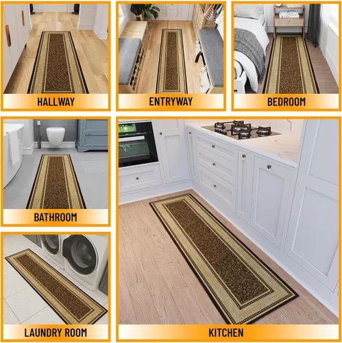 Miniatura 3 de Ottomanson Alfombra de pasillo de 1 pies 10 pulgadas x 6 pies, alfombra de cocina con parte trasera de goma antideslizante para área del fregadero