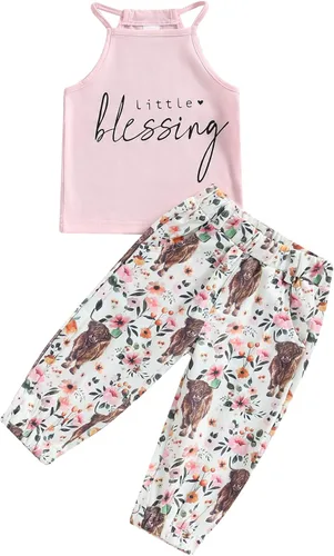 Miniatura 94 de Mandizy Conjunto de ropa de otoño para bebé niña pequeña, sudadera de manga larga con estampado de letras bendecidas, pantalones de camuflaje