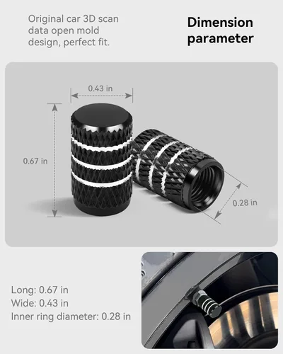 Miniatura 7 de 4 tapas de vástago de válvula de neumático para Tesla modelo Y X S 3, tapa de vástago de válvula de aleación de aluminio, accesorio universal Negro