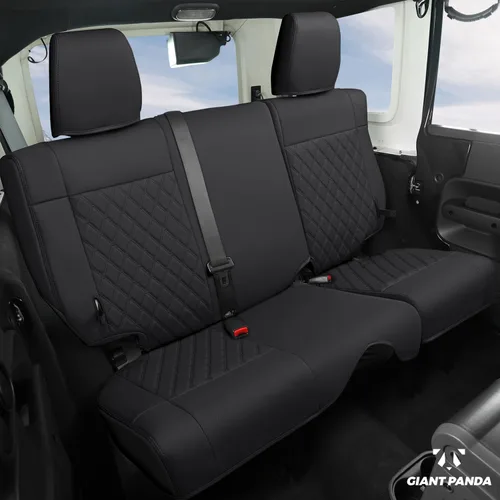 Miniatura 3 de GIANT PANDA Jeep Wrangler 4 puertas JK 2008-2010, juego completo de fundas de asiento para Unlimited Sahara Sport Rubicon X de piel sintética Negro
