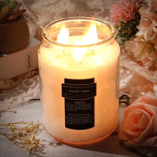 Miniatura 7 de Ziliny Paquete de 6 tarros de vela de vidrio de 25 onzas con tapas herméticas, recipientes grandes y gruesos para velas transparentes con 10