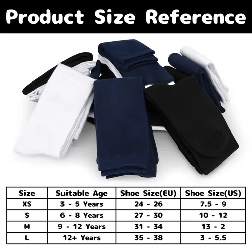 Miniatura 6 de Olreco Calcetines altos hasta la rodilla para niñas, calcetines de uniforme para niñas, calcetines largos de algodón para niñas, calcetines