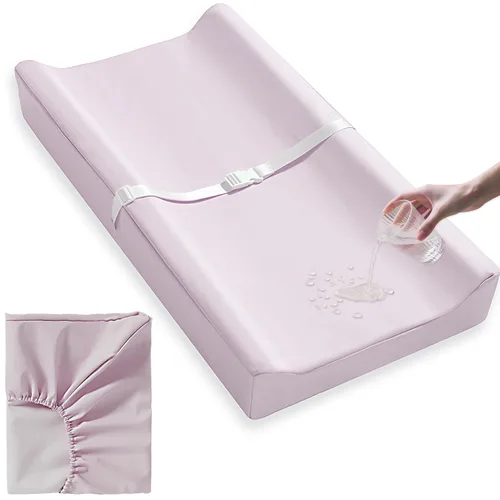 Miniatura 8 de Fundas de cambiador de pañales de cuero vegano para niña, niño, impermeable y lavable, suave funda para cambiador de pañales. Se adapta a Beige