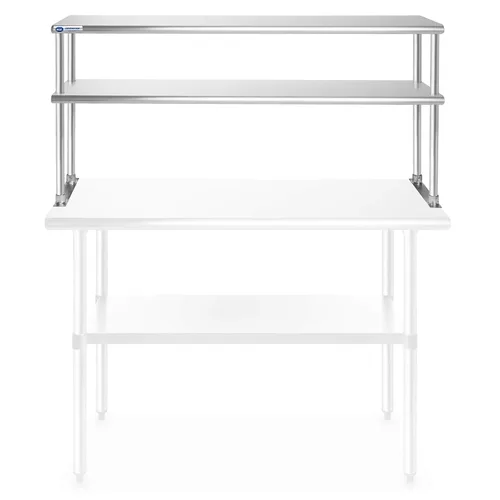 Miniatura 5 de GRIDMANN NSF Estante comercial de acero inoxidable de 2 niveles con sobre-estante doble de 48 pulgadas x 12 pulgadas para mesa de preparación