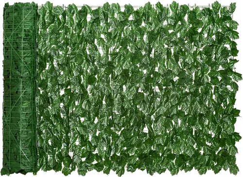 Miniatura 14 de DearHouse Rejilla de pared para valla de privacidad de hiedra artificial, 59 x 216.5 pulgadas, valla de setos artificiales y decoración de hojas