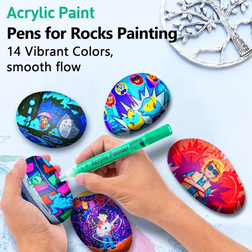 Miniatura 4 de Aen Art Bolígrafos de pintura para pintura de rocas, marcadores de pintura acrílica para pintura de calabaza, fabricación de tarjetas, piedra