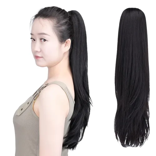 Miniatura 21 de SYXLCYGG Auburn Clip Cola de caballo Clip Cola de caballo Extensión de cola de caballo ondulado 10 pulgadas 3.5 oz pelo sintético falso pieza
