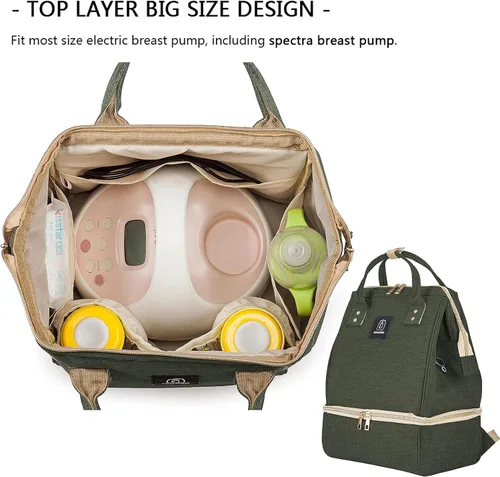 Miniatura 3 de Mochila para extractor de leche, bolsa enfriadora y resistente a la humedad, doble capa para madre, mochila de trabajo al aire libre con puerto