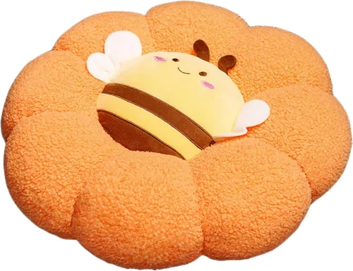Miniatura 9 de Cojín de flores lindo futón de dibujos animados de animales de pétalos de felpa cojín para respaldo, cojín decorativo para el hogar
