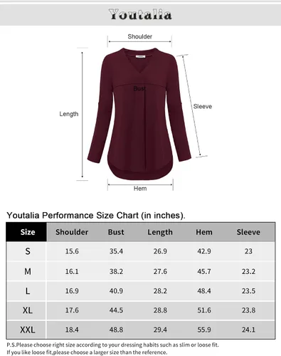 Miniatura 6 de Youtalia - Blusa casual de mujer con cuello en V, estampada, de gasa, con mangas de 34 con puños, estilo casual