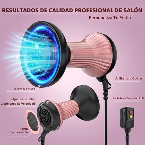 Miniatura 3 de WUFAYHD Secador de pelo difusor para cabello rizado: Difusor profesional 2 en 1 y secadores de pelo con tecnología iónica y cerámica para cabello