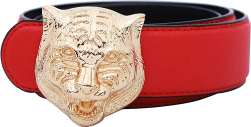 Miniatura 4 de Yuangu Cinturón de piel de vacuno con hebilla de tigre grande, 1.496in